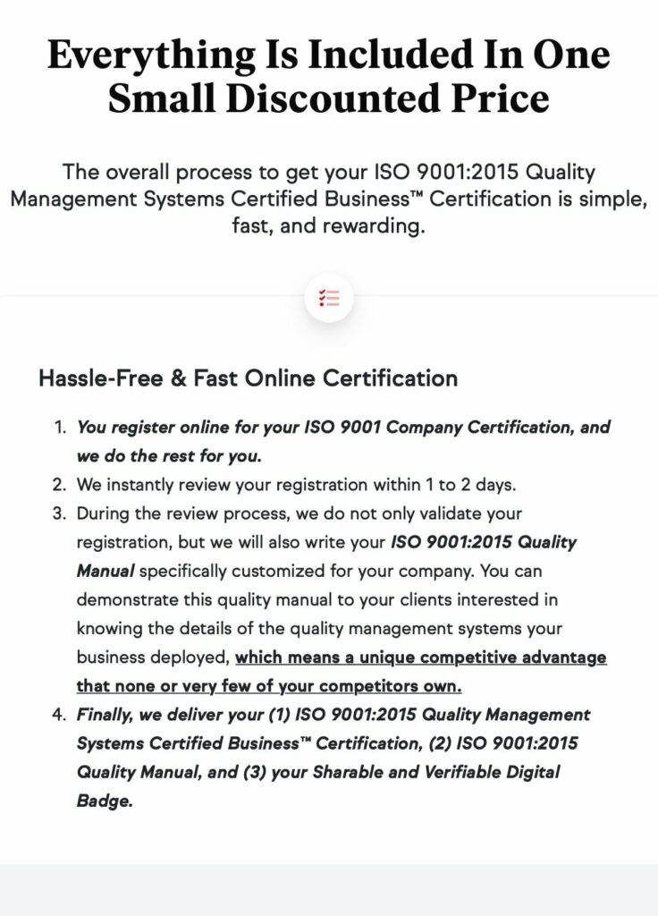 SkillFront ISO 9001 Certification Cost